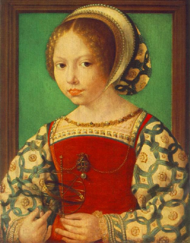GOSSAERT, Jan (Mabuse) Young Girl with Astronomic Instrument f Norge oil painting art